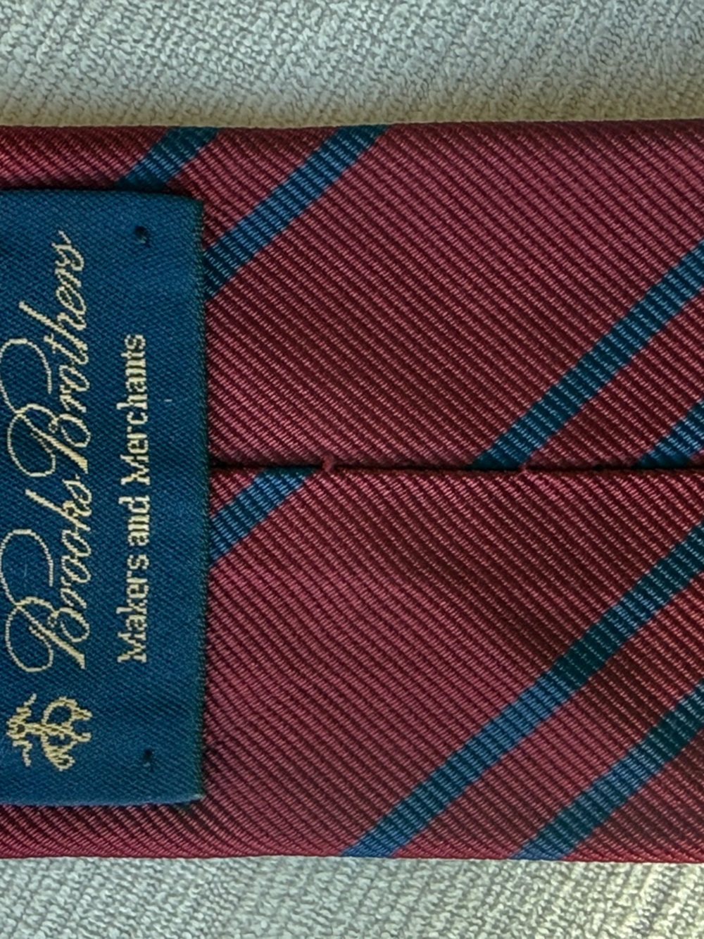 Brooks Brothers Burgundy Tie with Navy Stripes